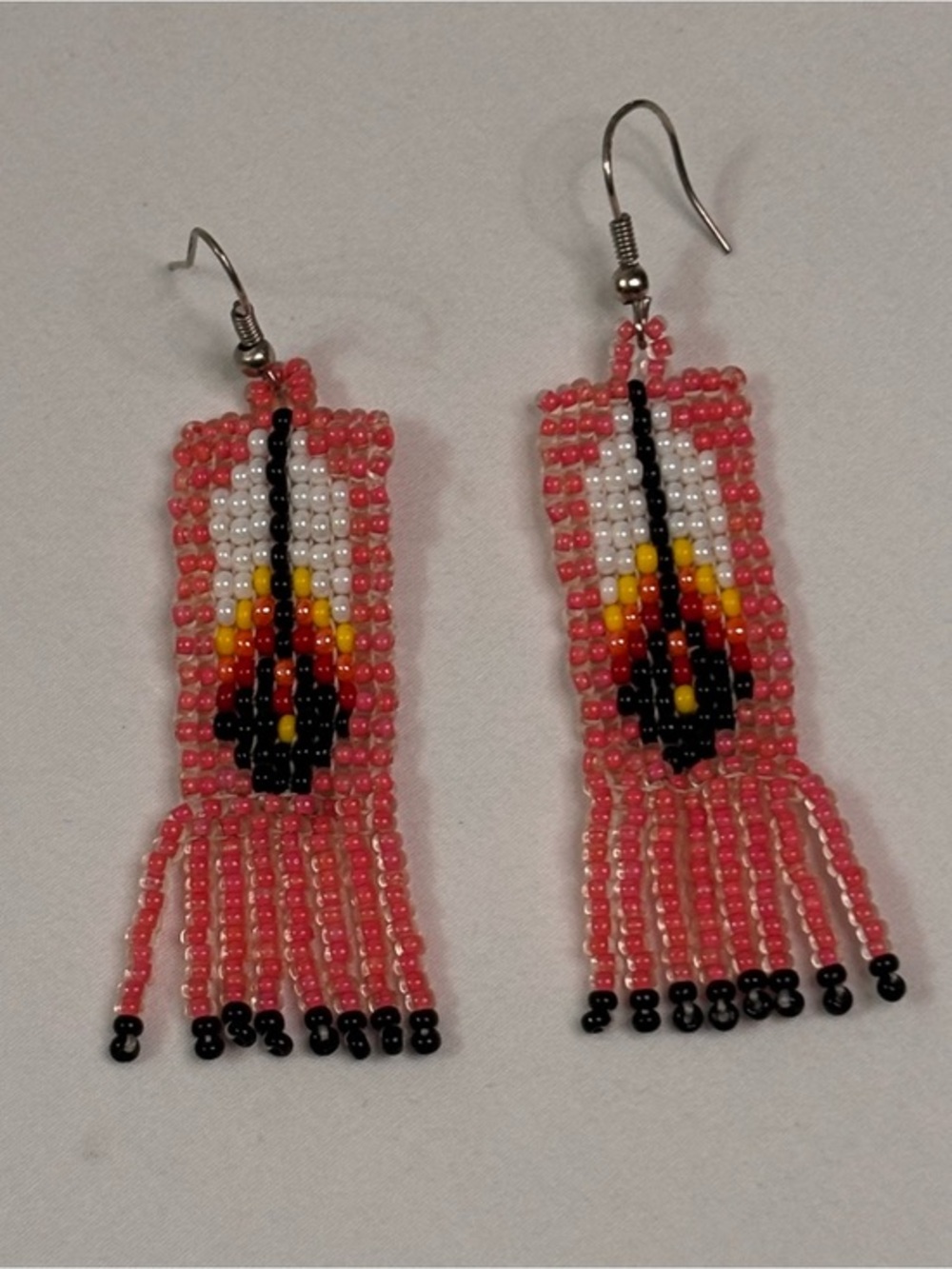 Wet Seal Pink Seed Bead Flame Drop Earrings